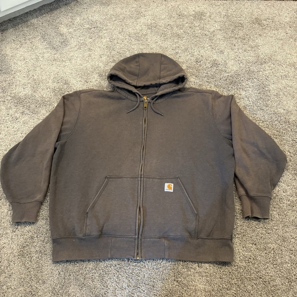 Carhartt Rain Defender Heavyweight Full Zip Hoodie Mens 2XL Gray 100614 Faded
